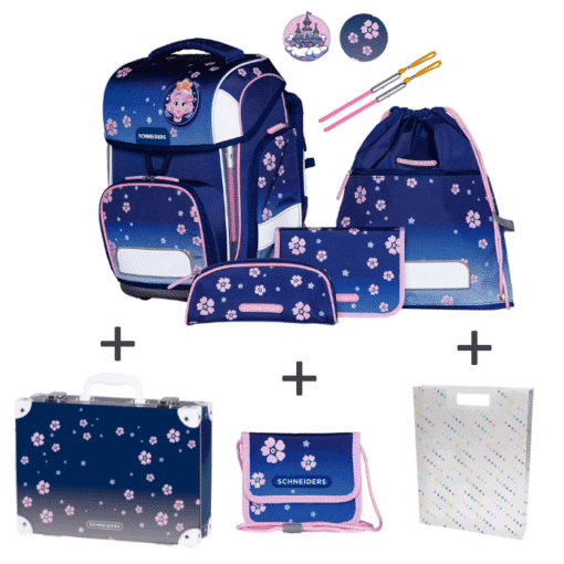 MEGA SET ERGOLITE - Schultasche, Werkkoffer & Co - "Blue Bloom"