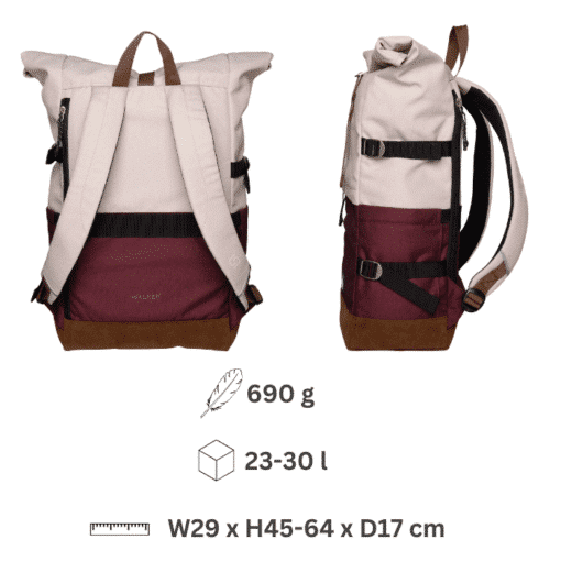 Alternative view of Rucksack (Roll Up Two) - Popcorn & Maroon