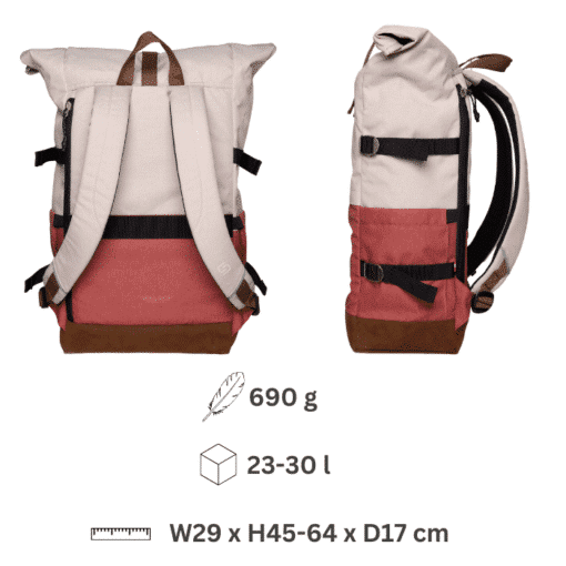 Alternative view of Rucksack (Roll Up Two) - Popcorn & Terracotta